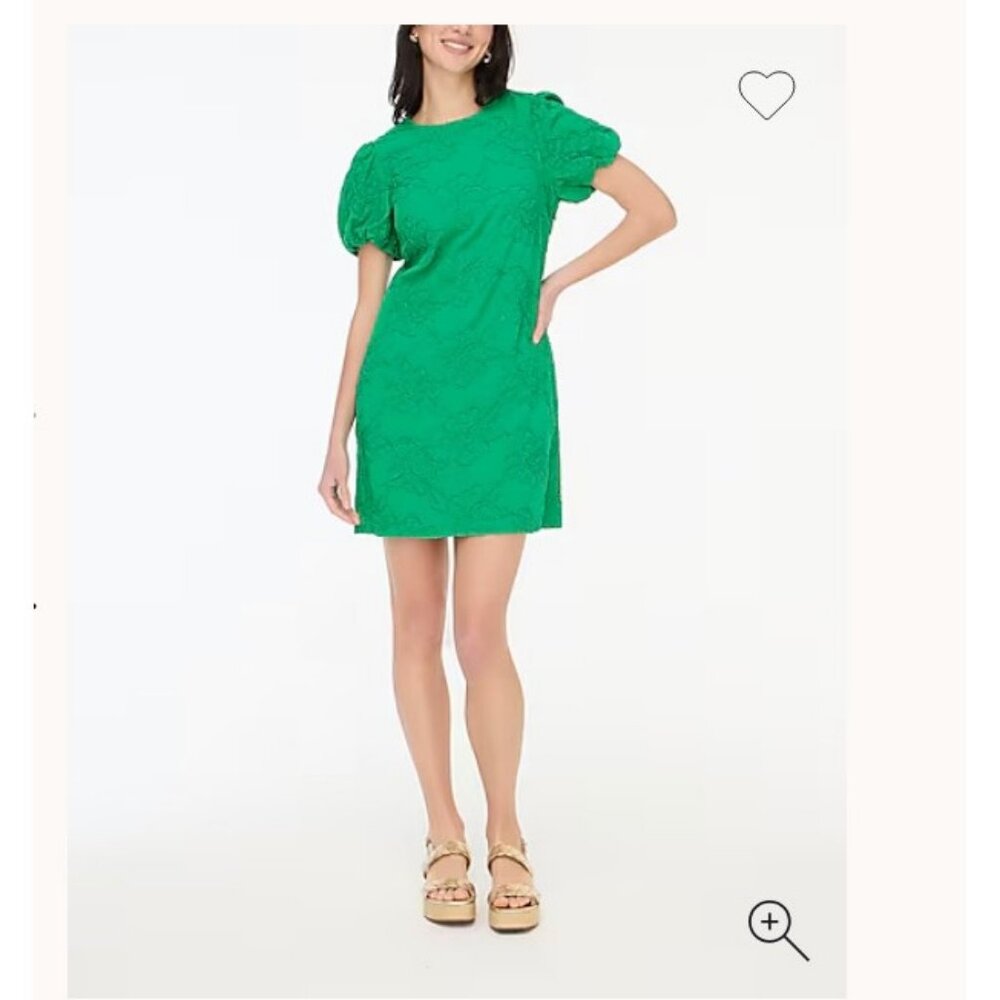 J. Crew Factory Green Puff-Sleeve Mini Dress NWT Sz 18